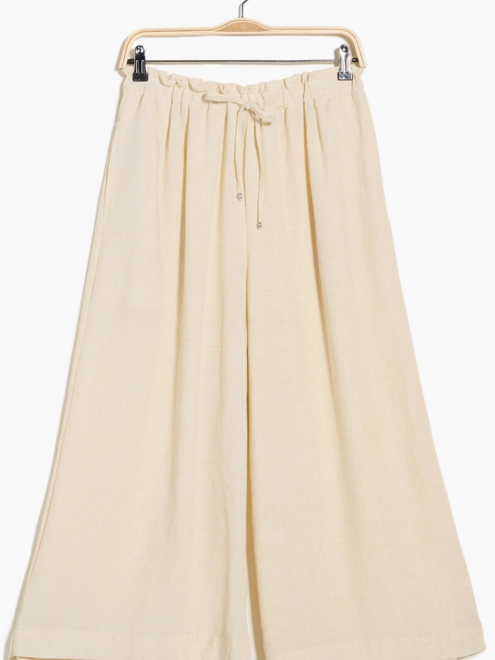 Max Studio Cream Wide-Leg Drawstring Linen-Blend Pants - Picture 2 of 2